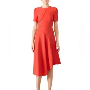 Cedric Charlier Red Asymmetrical Dress MSRP $990 USA Size 10 Made In Italy